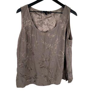 Spencer Alexis Collections Top Women's Gray Sz XL Sleeveless Floral Whimsy Fairy